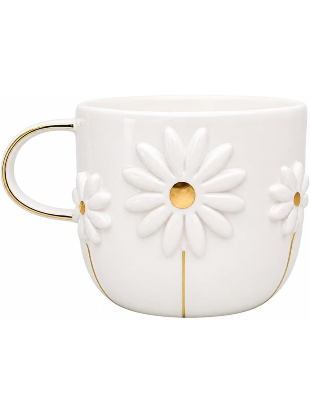 Handmade Floral Ceramic Mug Gift Set - 12 oz Daisy Design, Perfect for Tea